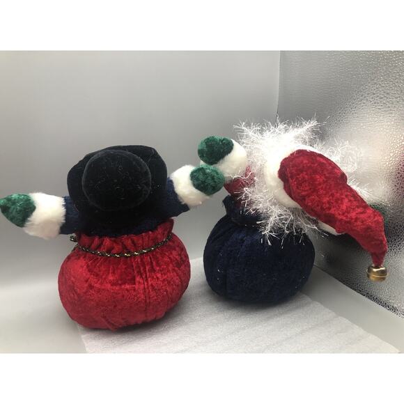 2 Vintage PBC International Plushy Santa Claus & Snowman Decoration Stuffed READ - Picture 10 of 16